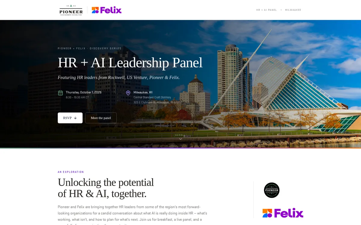 HR + AI Leadership Panel Event interface