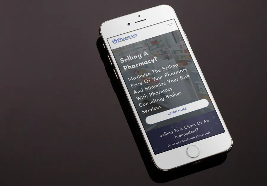 Pharmacy CBS website on an iPhone