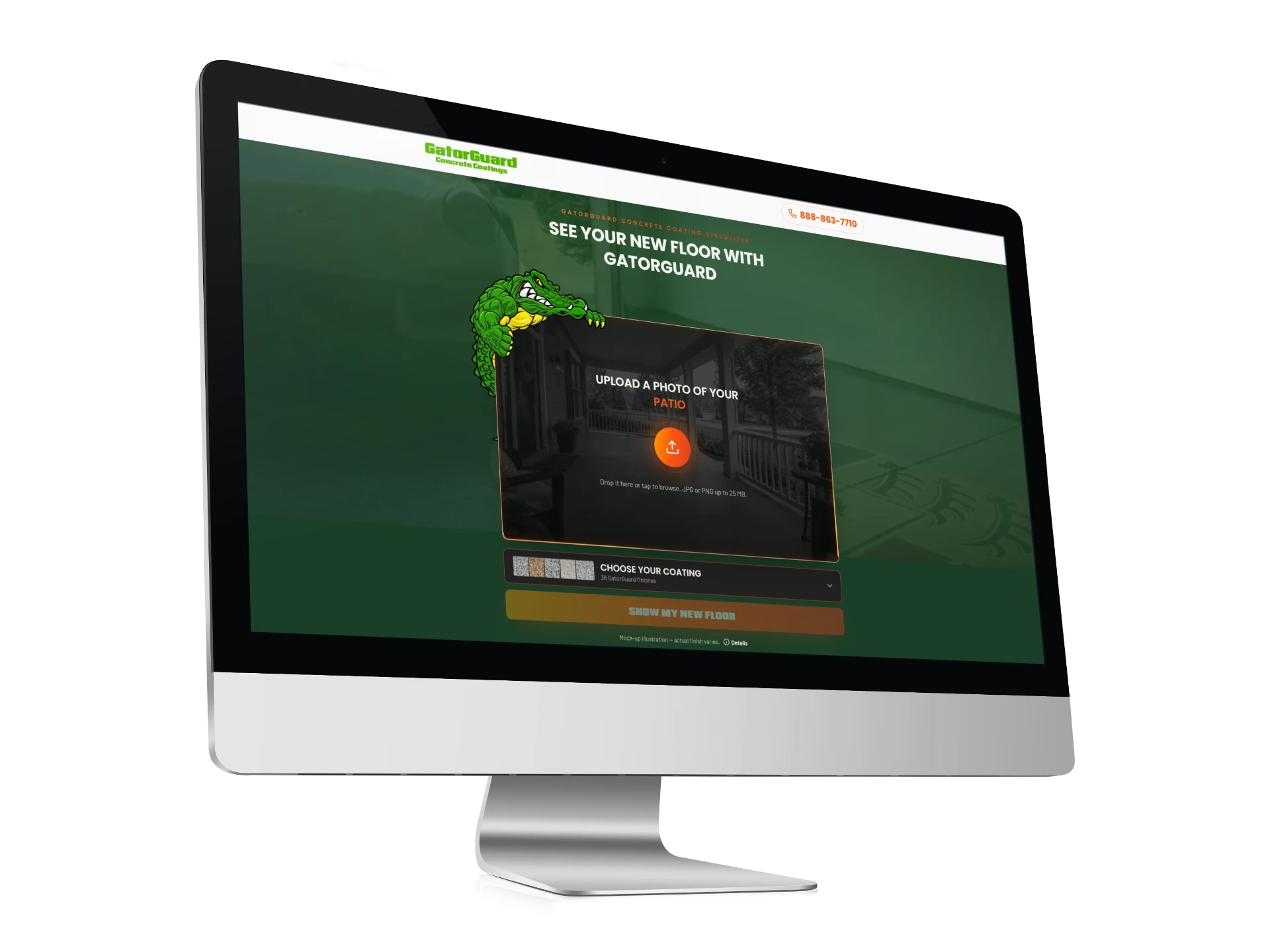 GatorGuard concrete coating visualizer shown on an iMac