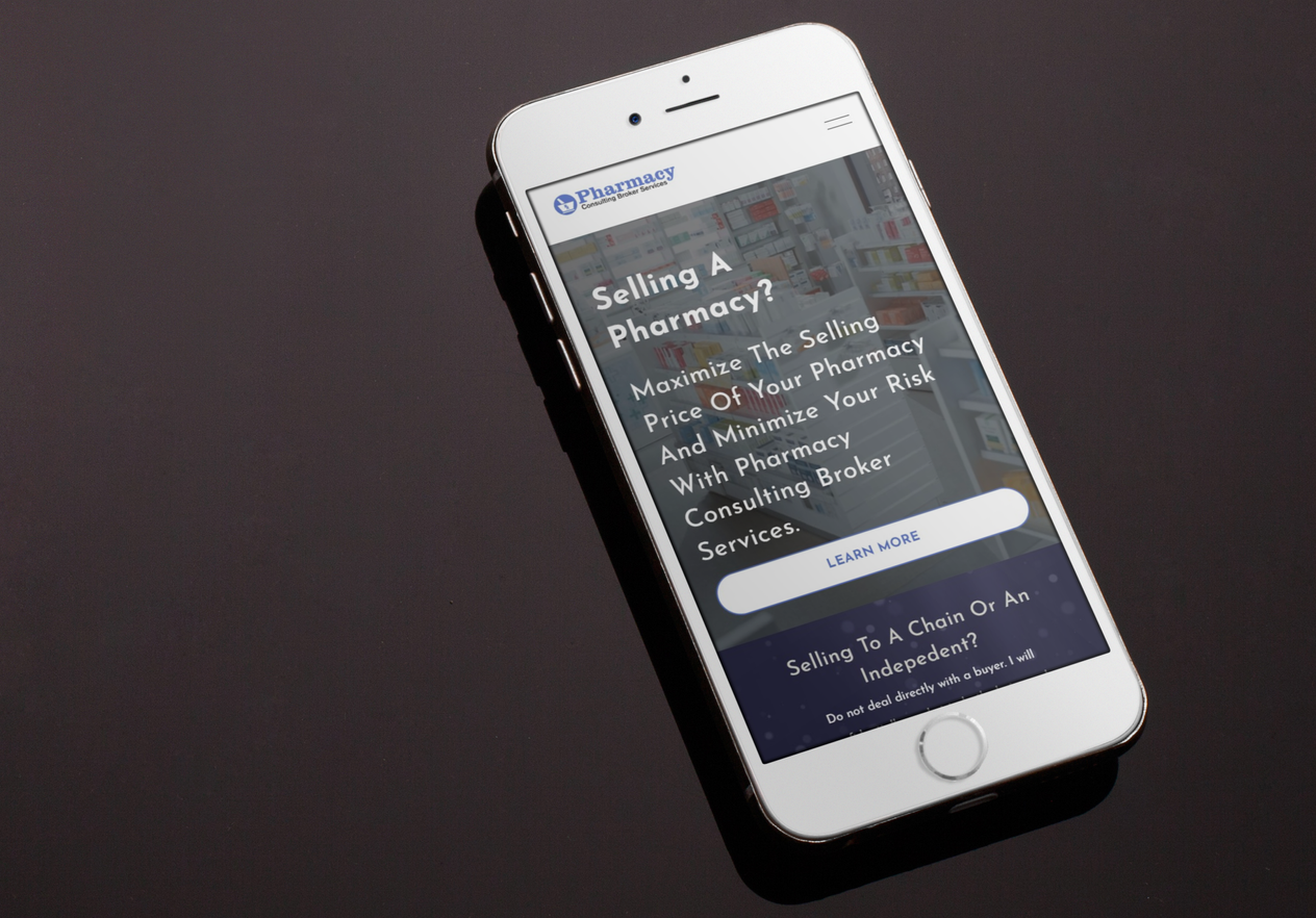 Pharmacy consulting website on an iPhone