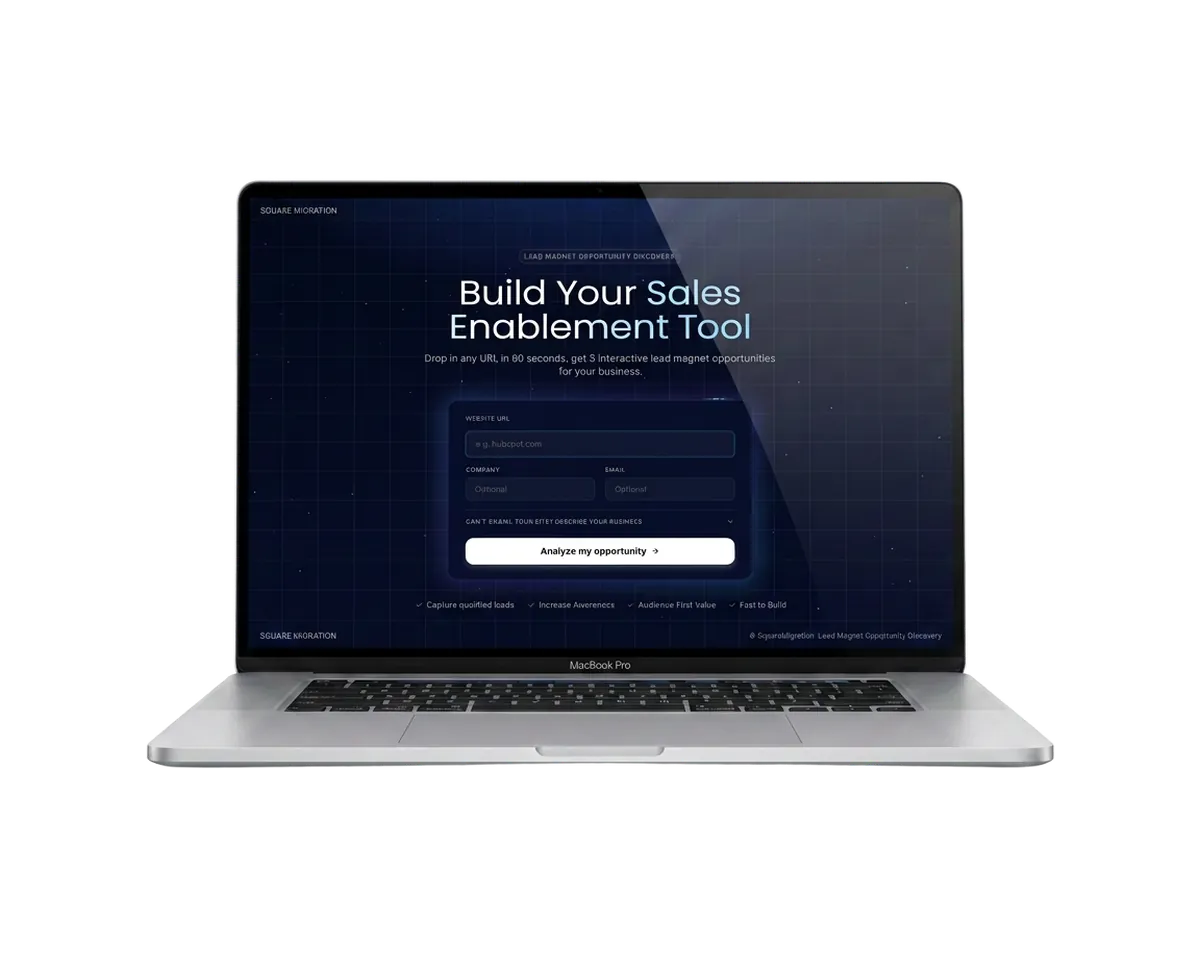 Square Migration Idea Generator laptop mockup