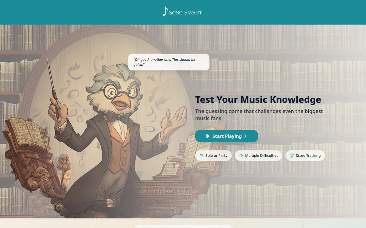 Song Savant Music Game interface