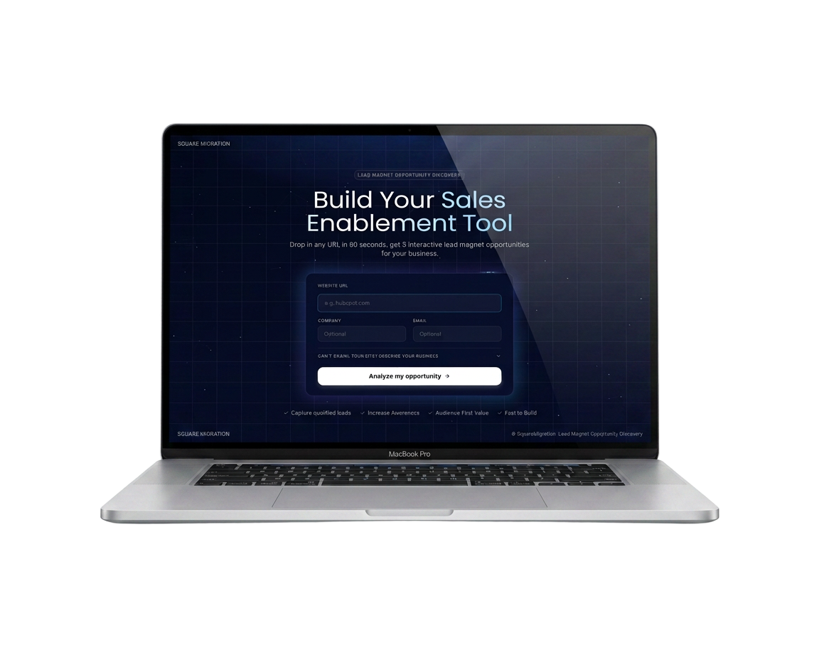 Square Migration Idea Generator laptop mockup
